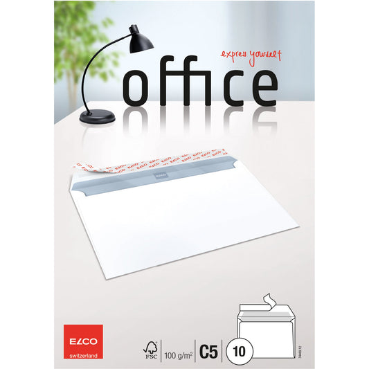 ELCO Versandtasche Office DIN C5 229 x 162 mm (B x H) mit Haftklebung ohne Fenster 100g/m² ohne Fadenverstärkung hochweiß 10 St./Pack.