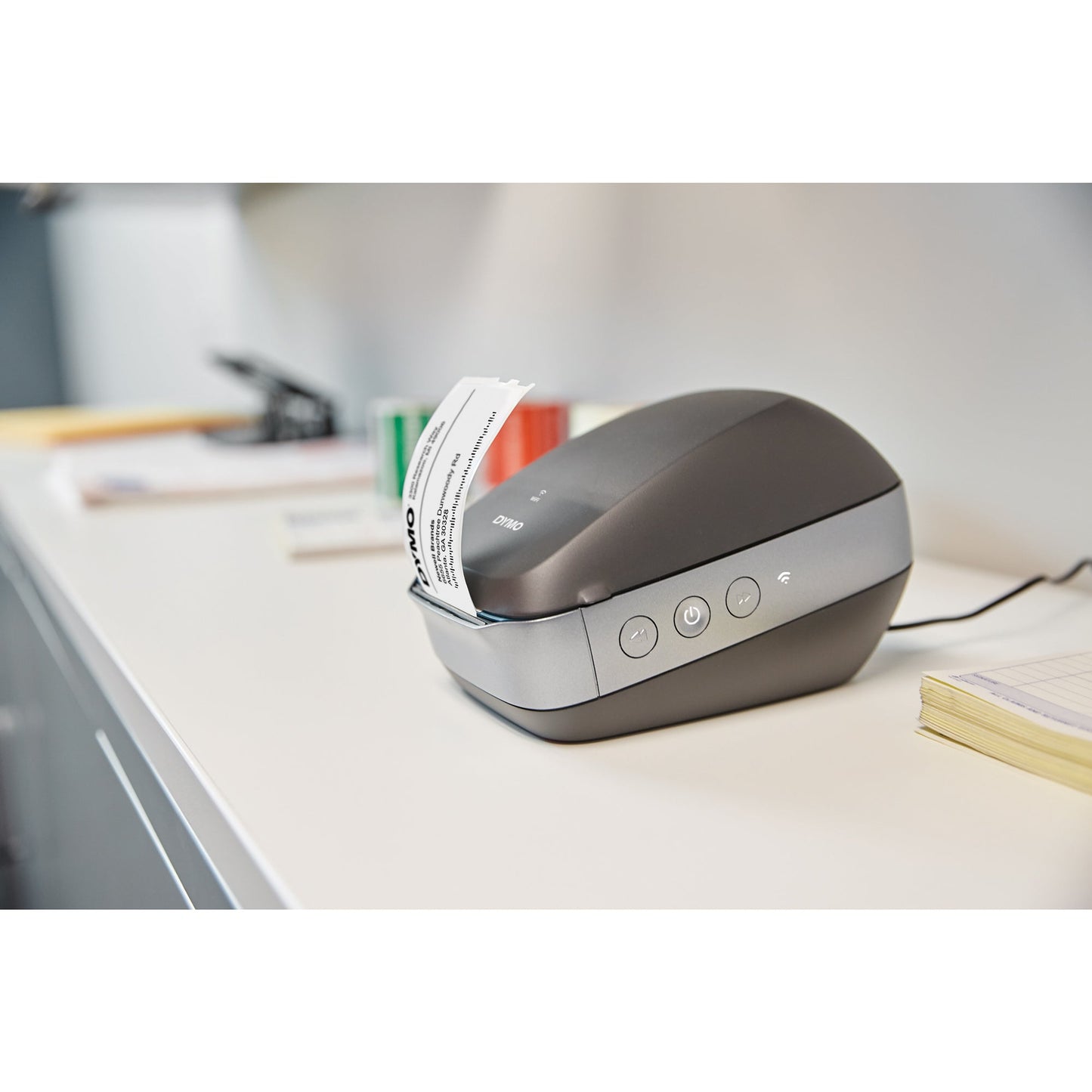 DYMO® Etikettendrucker LabelWriterT Wireless 71 Etik./Min. WiFi, USB inkl. 20 Starter Etiketten (89 x 36 mm), Netzteil, Netzkabel, USB-Kabel, Kurzanleitung, Adressetiketten auf Starterrolle, DYMO®-Software als kostenloser Download