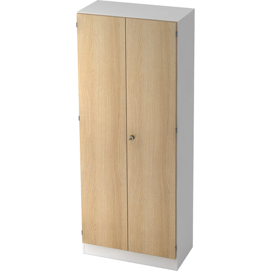 Hammerbacher Flügeltürenschrank 800 x 2.004 x 420 mm (B x H x T) 4 Fachböden Spanplatte Farbe der Front: eiche Farbe des Korpus: weiß