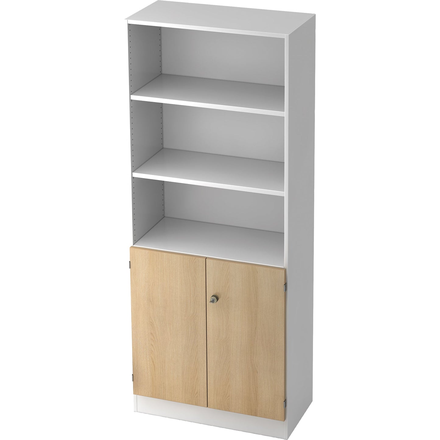 Hammerbacher Regalschrank 800 x 2.004 x 420 mm (B x H x T) 4 Fachböden Flügeltüren ohne Rollen Holz, melaminharzbeschichtet