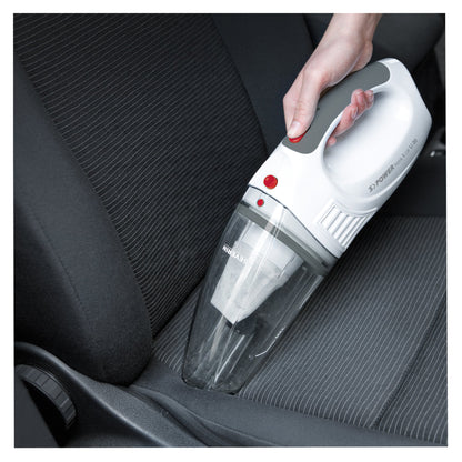 SEVERIN Handstaubsauger S´Power® Home & Car LI 20 0,2l inkl. Gummidüse, Fugendüse, Wandhalterung mit Ladeeinrichtung, 12 V Ladekabel für Zigarettenanzünder 1,2kg schneeweiß/granatrot