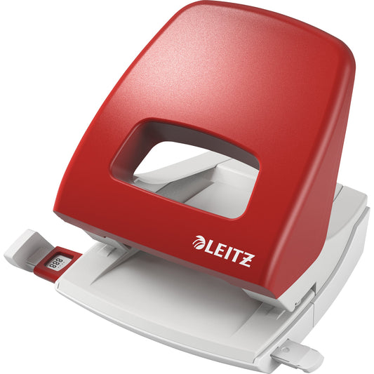 Leitz Locher NeXXt 5005 8cm 25 Bl. (80 g/m²) mit Anschlagschiene rot