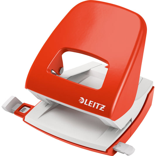Leitz Locher NeXXt 5008 8cm 30 Bl. (80 g/m²) mit Anschlagschiene hellrot