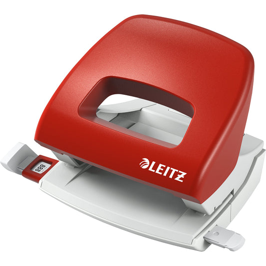 Leitz Locher NeXXt 5038 8cm 16 Bl. (80 g/m²) mit Anschlagschiene rot