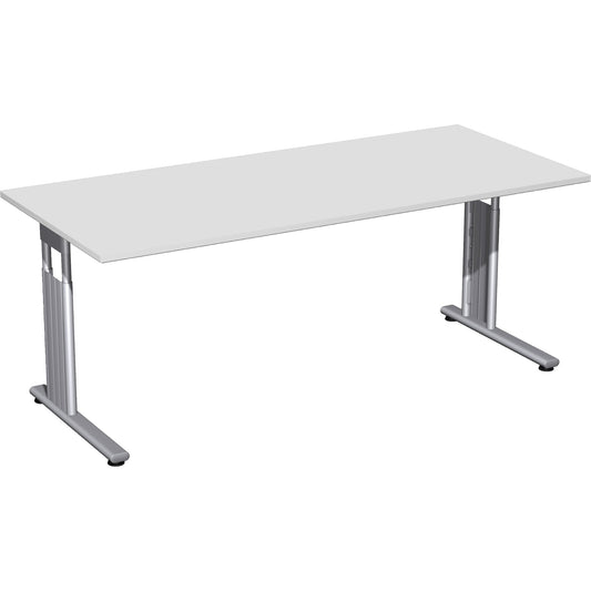 Geramöbel Schreibtisch C-Fuß Flex Maße: 1.800 x 680-820 x 800 mm (B x H x T) Dreischicht-Feinspan lichtgrau