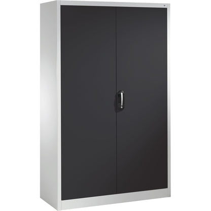 C+P Flügeltürenschrank Acurado 1.200 x 1.950 x 500 mm (B x H x T) 4 Fachböden Stahl Farbe der Front: schwarzgrau Farbe des Korpus: lichtgrau