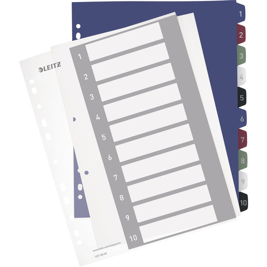 Leitz Zahlenregister Style DIN A4, Überbreite 1-10 Polypropylen farbig sortiert
