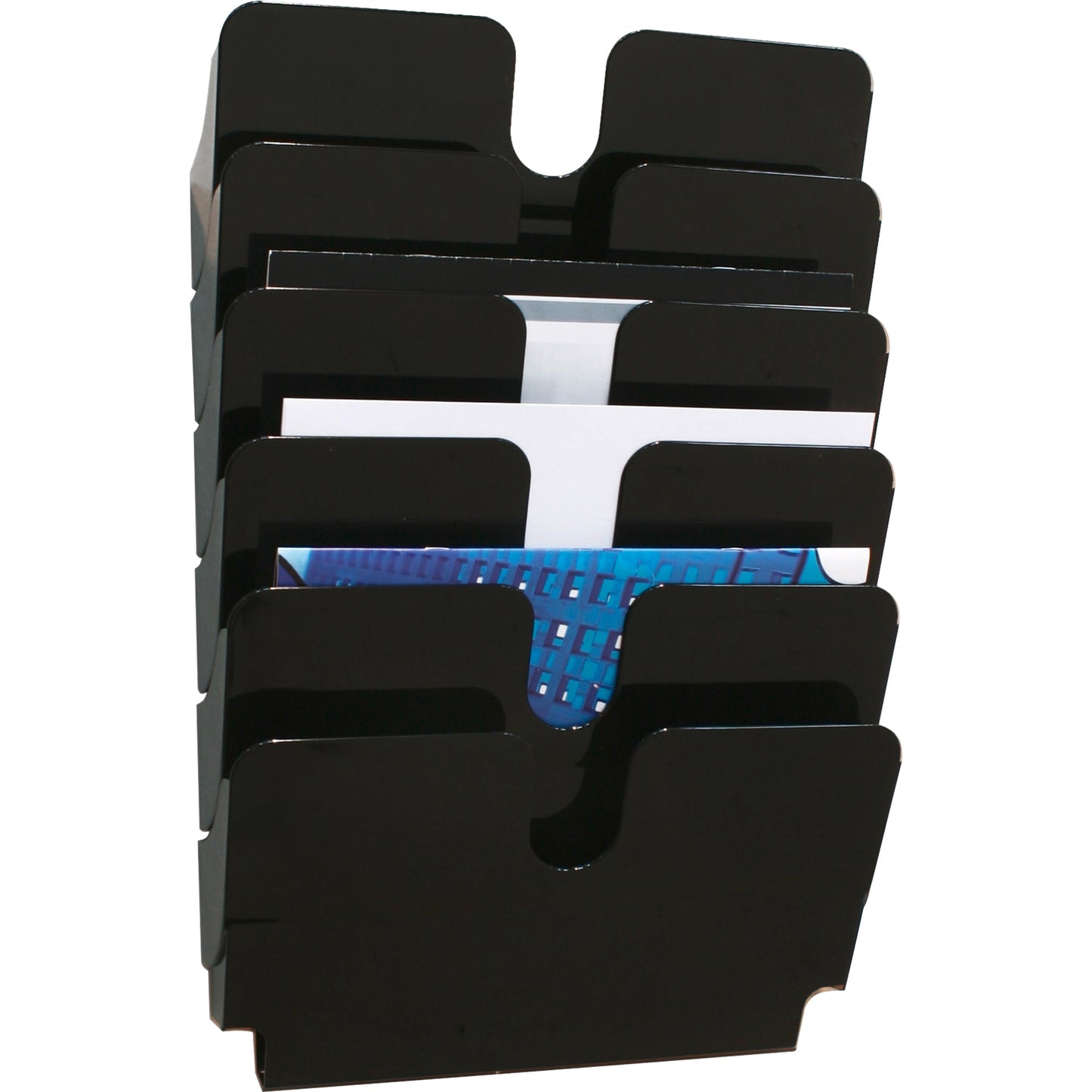 DURABLE Prospekthalter FLEXIPLUS 6 34 x 75 x 10 cm (B x H x T) DIN A4 quer Polystyrol schwarz 6 Fächer