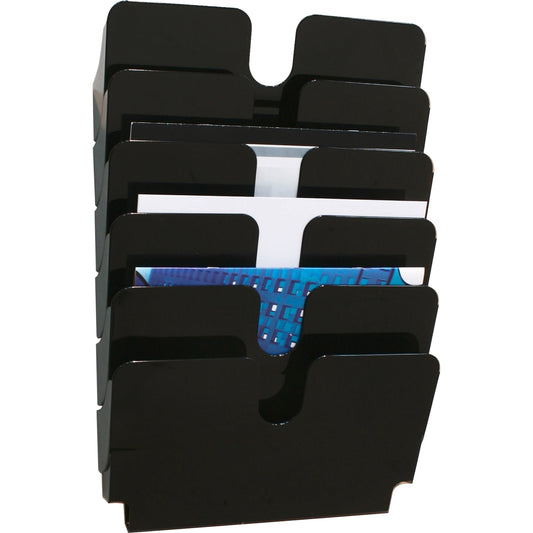 DURABLE Prospekthalter FLEXIPLUS 6 34 x 75 x 10 cm (B x H x T) DIN A4 quer Polystyrol schwarz 6 Fächer