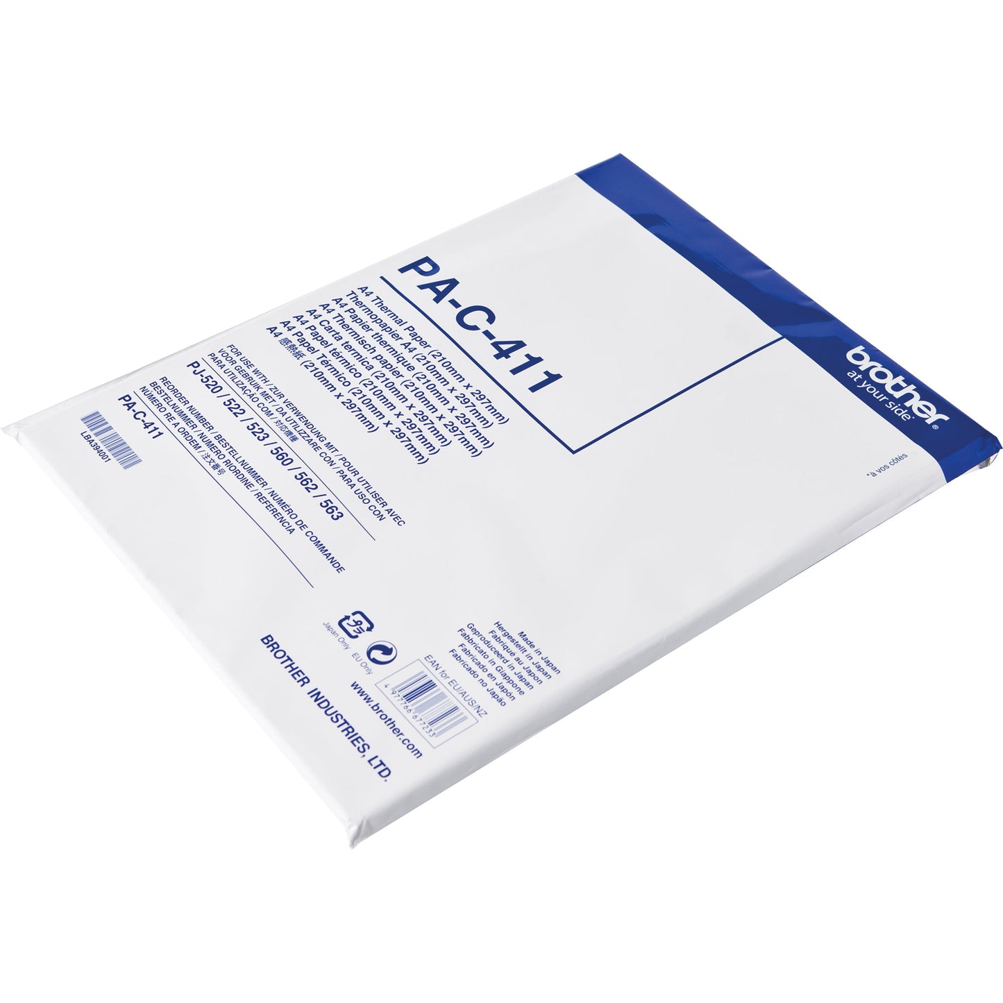 Brother Thermopapier DIN A4 Verwendung für Druckertyp: PJ 720 Serie, -700 Serie, 620 Serie, -660 Serie, -760 Serie, -560 Serie, -673, -520 Serie weiß 100 Bl./Pack.