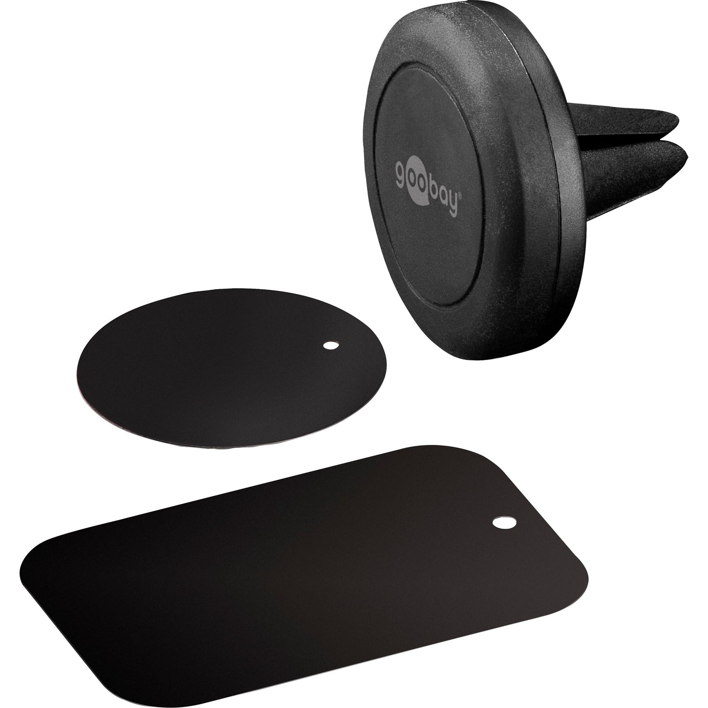 Goobay® Kfz-Halterung Smartphones, Tablets 45 x 34 mm (Ø x T) zur Befestigung an: Lüftungsgitter inkl. 2 Magnetplatten schwarz