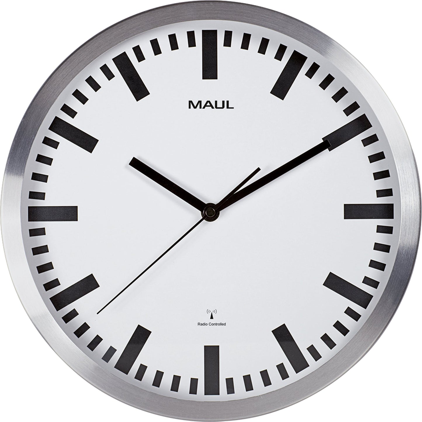MAUL Funkuhr MAULpilot 30,5cm Innenbereich Aluminium, gebürstet/Glas
