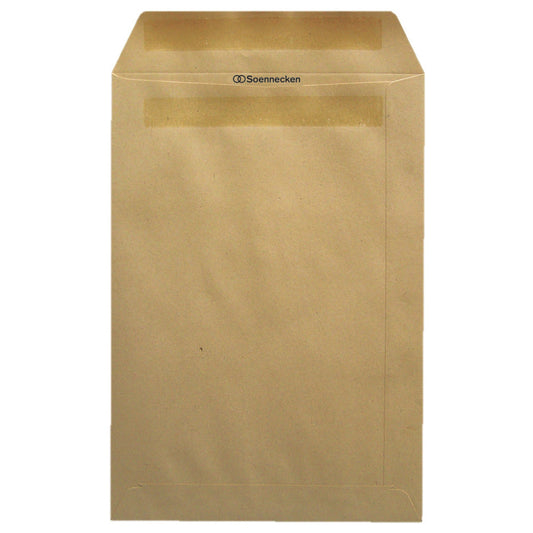 Soennecken Versandtasche DIN C4 229 x 324 mm (B x H) mit Selbstklebung ohne Fenster 90g/m² natronbraun 250 St./Pack.
