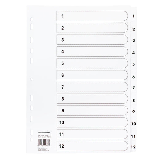 Soennecken Zahlenregister DIN A4 170g/m² 1-12 Karton weiß