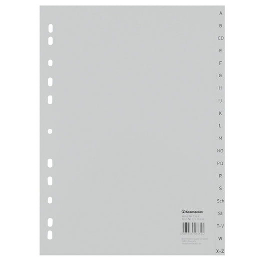Soennecken A-Z Register DIN A4 Polypropylen grau 20 Registerblätter