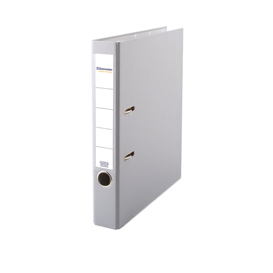 Soennecken Ordner 50mm DIN A4 Rückenschild: einsteckbar mit Schlitzen Werkstoff: Polypropylen Material außen: Polypropylen Material innen: Papier grau