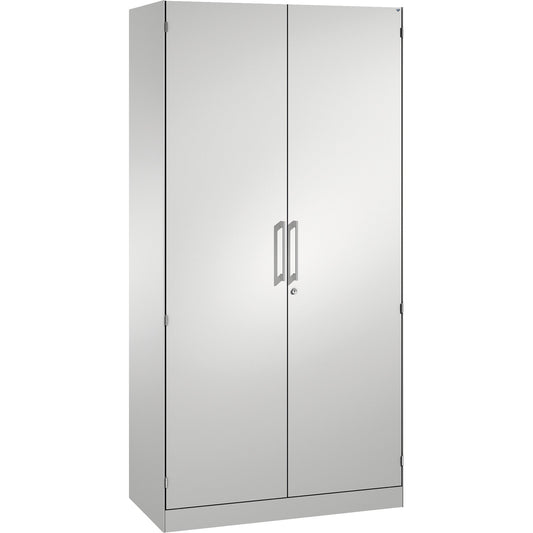 C+P Flügeltürenschrank Asisto 1.000 x 1.980 x 435 mm (B x H x T) 4 Fachböden Stahl Farbe der Front: lichtgrau Farbe des Korpus: lichtgrau