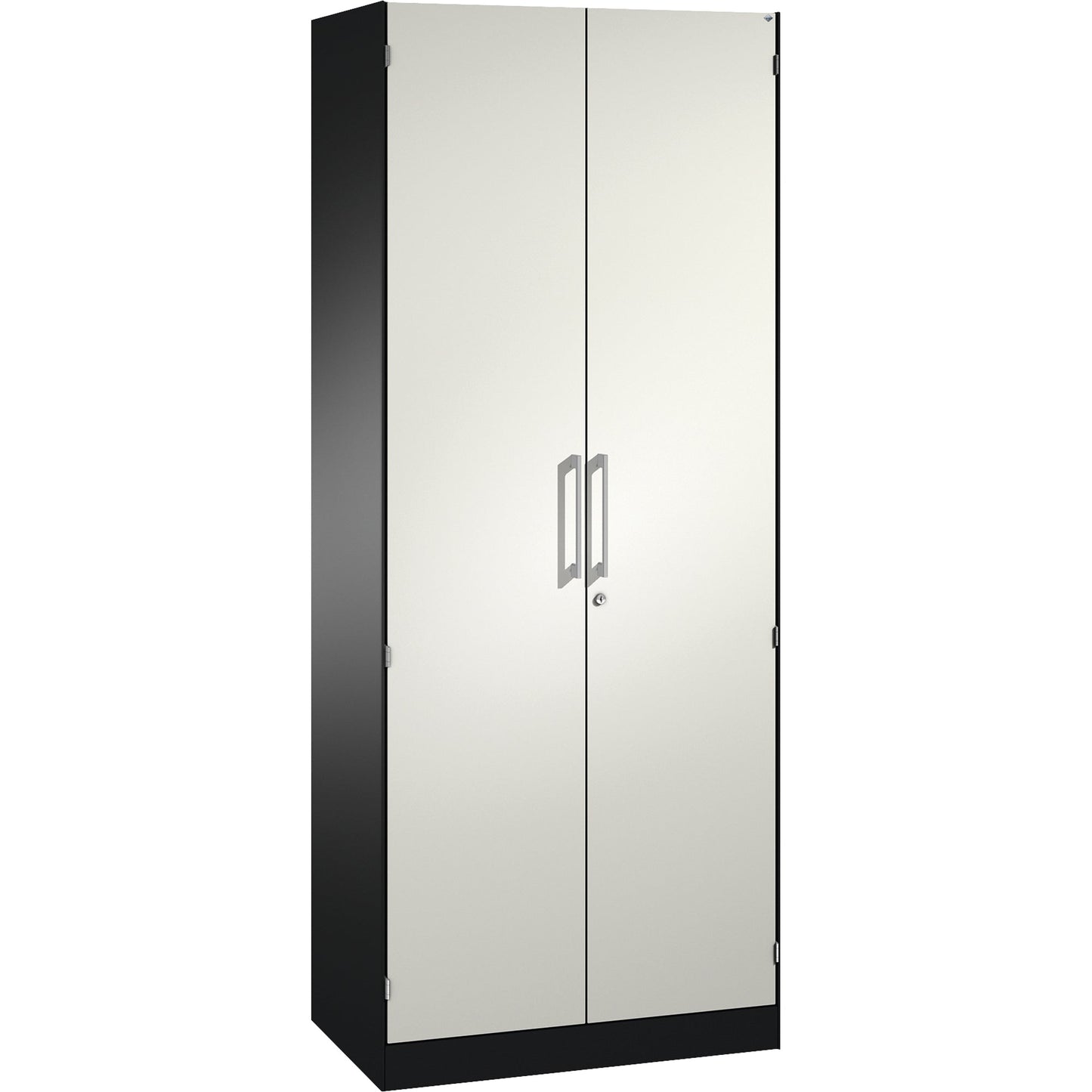 C+P Flügeltürenschrank Asisto 800 x 1.980 x 435 mm (B x H x T) 4 Fachböden Stahl Farbe der Front: verkehrsweiß Farbe des Korpus: schwarzgrau