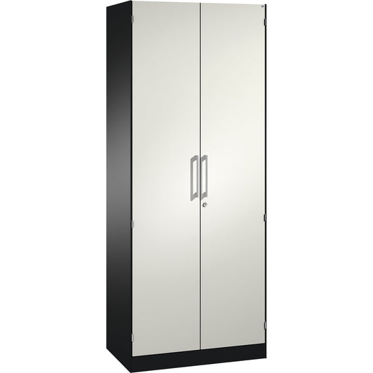 C+P Flügeltürenschrank Asisto 800 x 1.980 x 435 mm (B x H x T) 4 Fachböden Stahl Farbe der Front: verkehrsweiß Farbe des Korpus: schwarzgrau