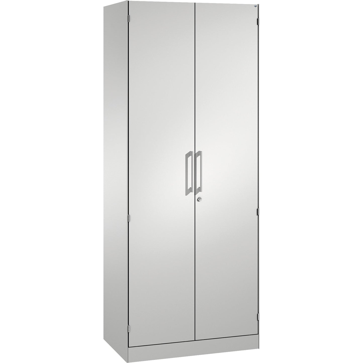 C+P Flügeltürenschrank Asisto 800 x 1.980 x 435 mm (B x H x T) 4 Fachböden Stahl Farbe der Front: lichtgrau Farbe des Korpus: lichtgrau