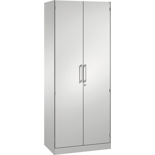 C+P Flügeltürenschrank Asisto 800 x 1.980 x 435 mm (B x H x T) 4 Fachböden Stahl Farbe der Front: lichtgrau Farbe des Korpus: lichtgrau