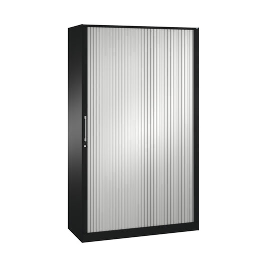 C+P Rollladenschrank Asisto 1.200 x 1.980 x 435 mm (B x H x T) 4 Fachböden lichtgrau schwarzgrau