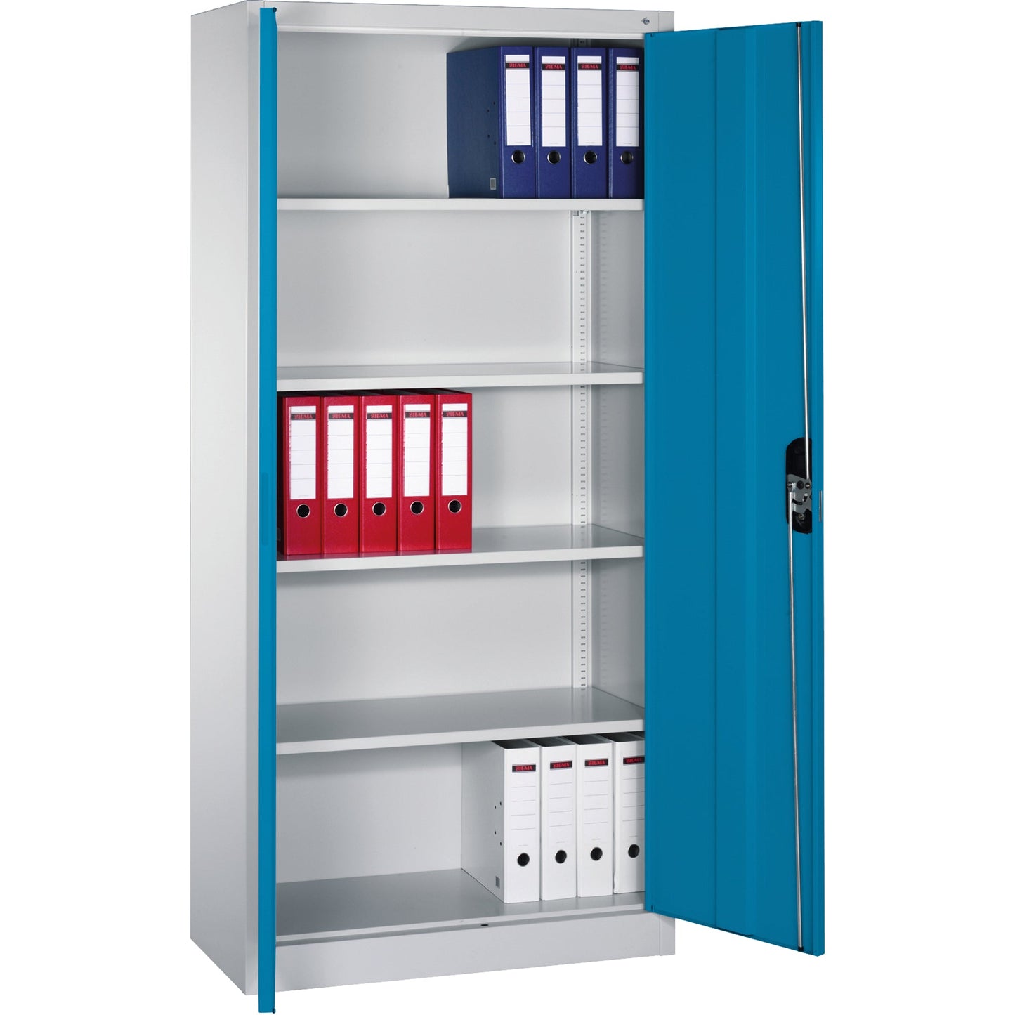 C+P Flügeltürenschrank Acurado 930 x 1.950 x 400 mm (B x H x T) 4 Fachböden Stahl Farbe der Front: lichtblau Farbe des Korpus: lichtgrau