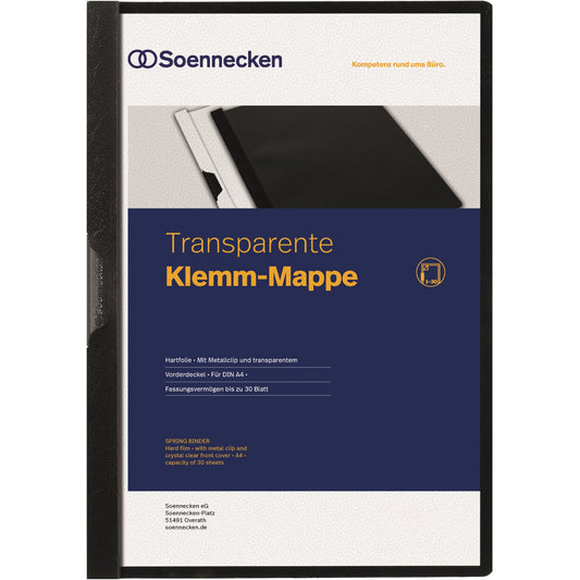 Soennecken Klemmmappe DIN A4 Hartfolie Farbe der Rückseite: schwarz Farbe der Klemme: schwarz