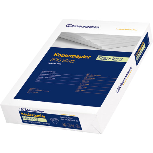 Soennecken Kopierpapier Standard DIN A4 80g/m² elementar chlorfrei gebleicht, holzfrei weiß 500 Bl./Pack.