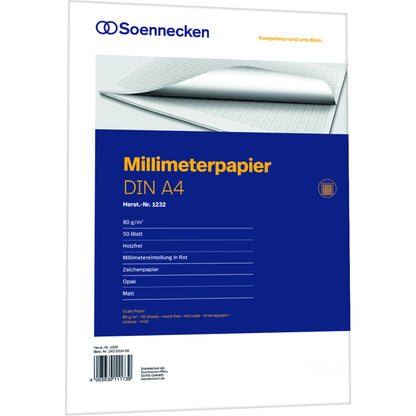 Soennecken Millimeterpapierblock DIN A4 80g/m² 50 Bl.