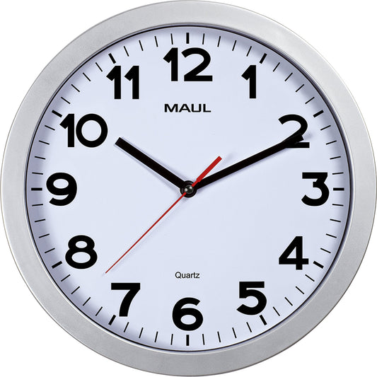 MAUL Wanduhr MAULstep 30 x 5 cm (Ø x T) Kunststoff silber
