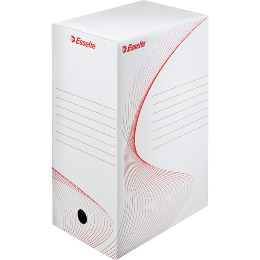 Esselte Archivschachtel 15 x 24,5 x 34,5 cm (B x H x T) DIN A4 mit Archivdruck Wellpappe, recycelt weiß