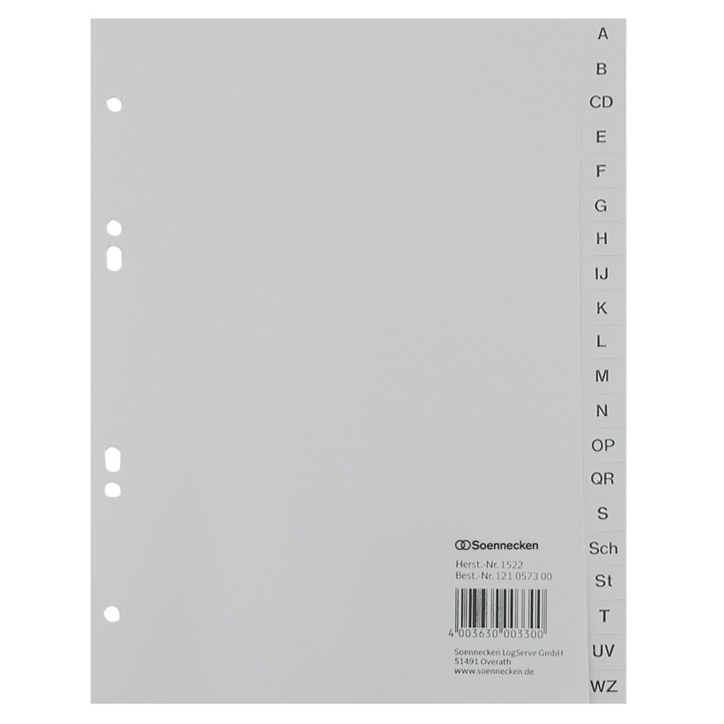 Soennecken A-Z Register DIN A5 Polypropylen grau 20 Registerblätter