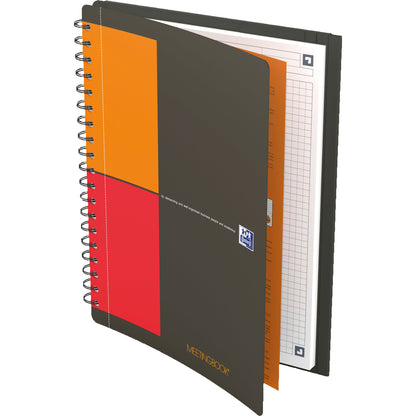 Oxford Collegeblock International Meetingbook DIN B5 kariert Polypropylen grau/orange/rot 80 Bl.