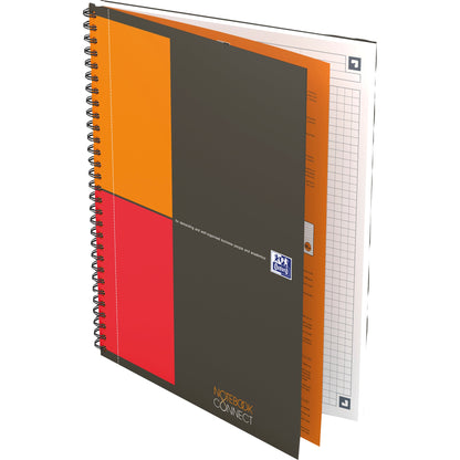 Oxford Collegeblock International Notebook Connect DIN B5 kariert Polypropylen grau/orange/rot 80 Bl.