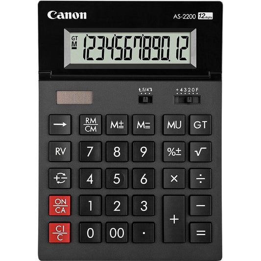 Canon Tischrechner AS-2200 140 x 198 x 34 mm (B x H x T) Batterie, Solar-Energie dunkelgrau