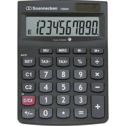 Soennecken Taschenrechner CS600 1 x 10-stellig schwarz Batterie, Solar-Energie