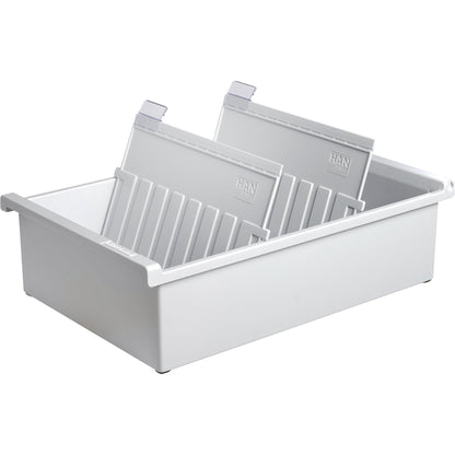HAN Karteitrog 22,8 x 9,6 x 34,6 cm (B x H x T) DIN A5 quer 1.300 Karten Polystyrol lichtgrau 2 Stützplatten