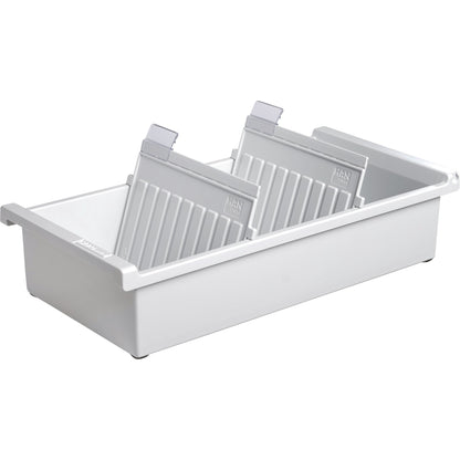 HAN Karteitrog 17,1 x 7,6 x 34,6 cm (B x H x T) DIN A6 quer 1.300 Karten Polystyrol lichtgrau 2 Stützplatten