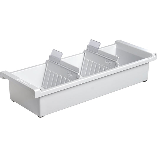 HAN Karteitrog 12,8 x 6,6 x 34,6 cm (B x H x T) DIN A7 quer 1.300 Karten Polystyrol lichtgrau 2 Stützplatten