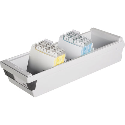 HAN Karteikasten 13,3 x 12,1 x 36 cm (B x H x T) DIN A7 quer 1.300 Karten Polystyrol lichtgrau 2 Stützplatten