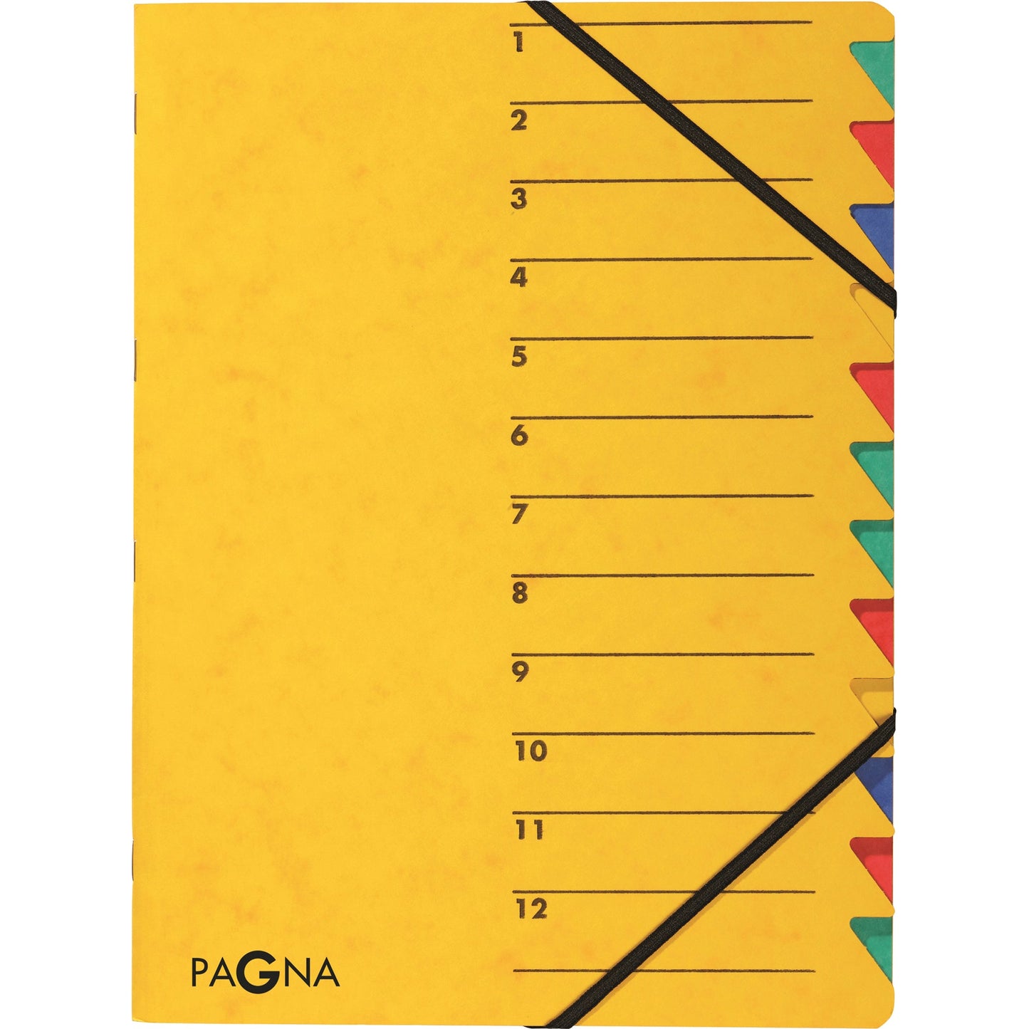 PAGNA Ordnungsmappe EASY DIN A4 225g/m² Pressspankarton Farbe: gelb Farbe des Fächerblocks: mehrfarbig 12 Fächer