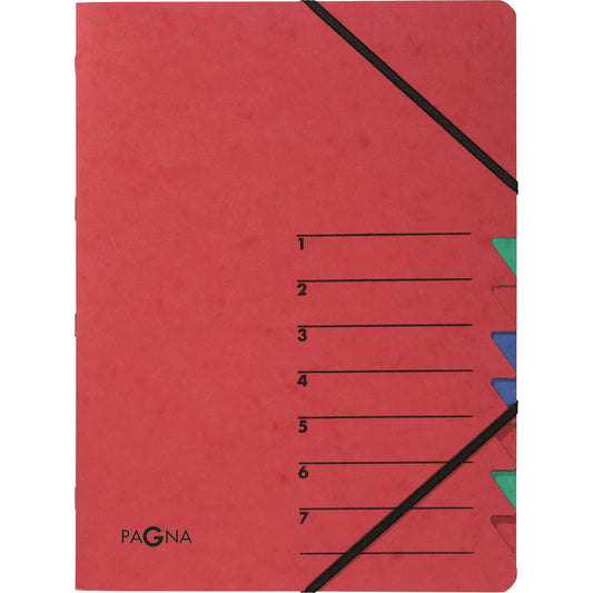 PAGNA Ordnungsmappe EASY DIN A4 225g/m² Pressspankarton Farbe: rot Farbe des Fächerblocks: mehrfarbig 7 Fächer