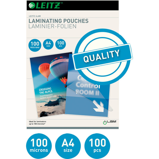 Leitz Laminierfolie 216 x 303 mm (B x H) DIN A4 100µm glänzend 100 St./Pack.