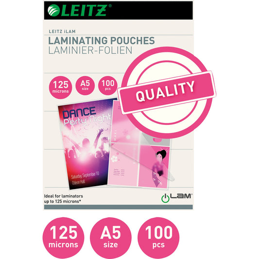 Leitz Laminierfolie 216 x 154 mm (B x H) DIN A5 125µm glänzend 100 St./Pack.