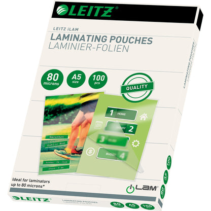 Leitz Laminierfolie 216 x 154 mm (B x H) DIN A5 80µm glänzend 100 St./Pack.