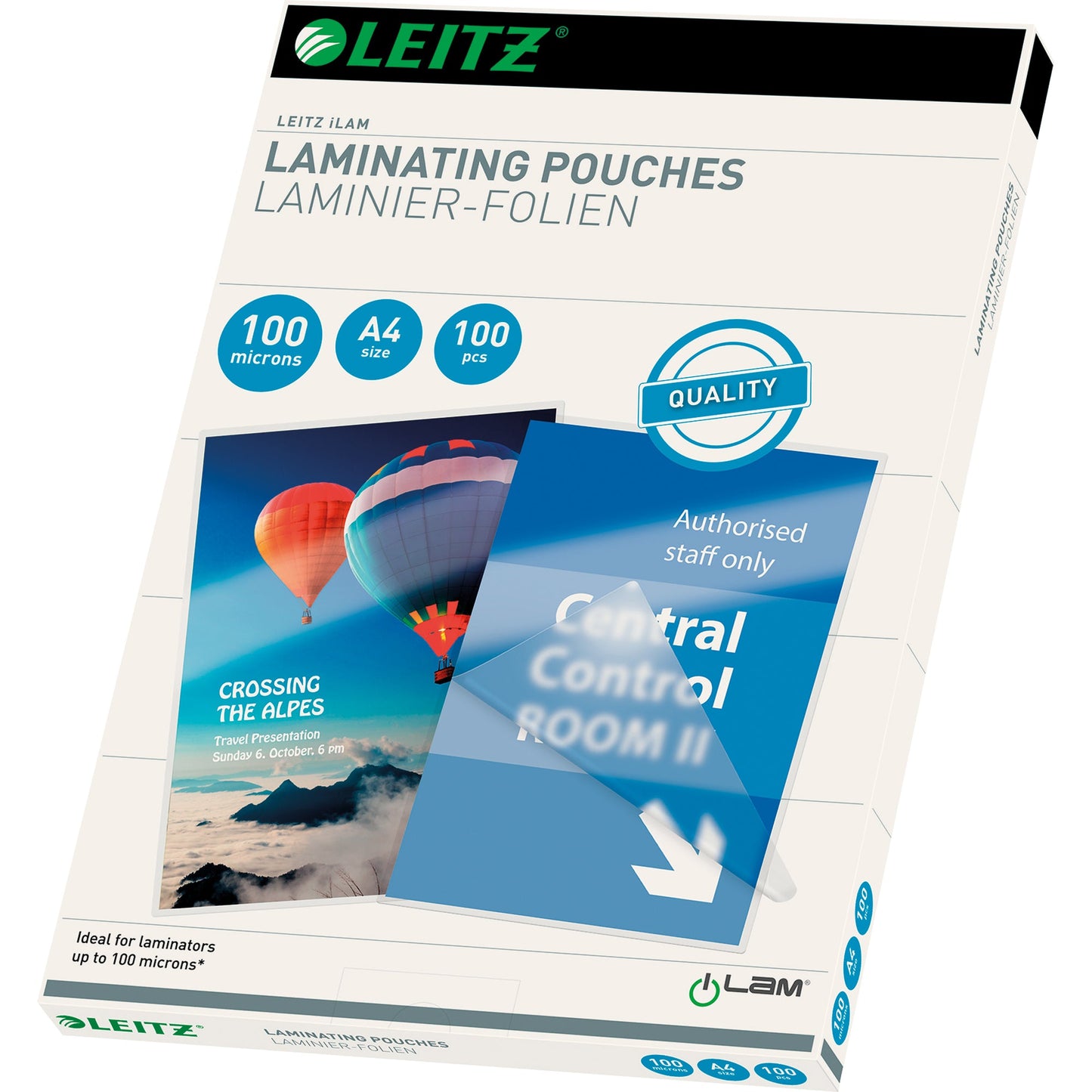 Leitz Laminierfolie 216 x 303 mm (B x H) DIN A4 100µm glänzend 100 St./Pack.
