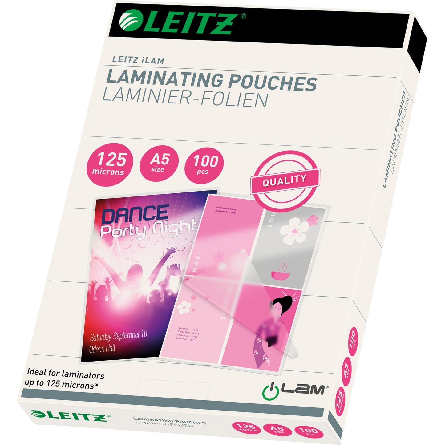 Leitz Laminierfolie 216 x 154 mm (B x H) DIN A5 125µm glänzend 100 St./Pack.