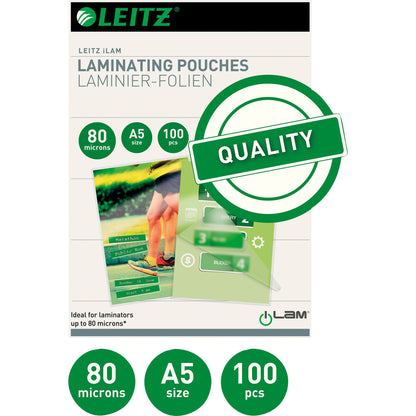 Leitz Laminierfolie 216 x 154 mm (B x H) DIN A5 80µm glänzend 100 St./Pack.