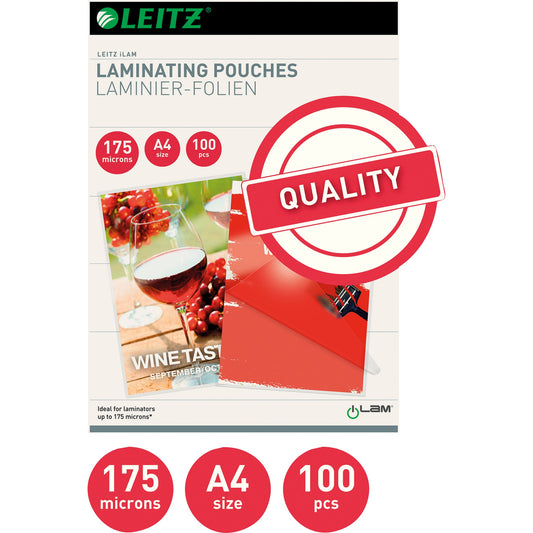 Leitz Laminierfolie 216 x 303 mm (B x H) DIN A4 175µm glänzend 100 St./Pack.